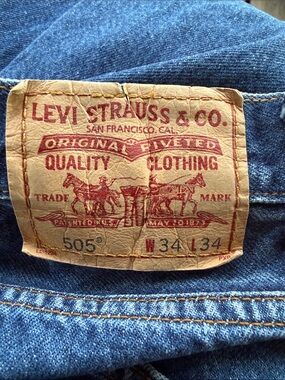 Levis 505 Regular Fit Jeans Men’s 34X34 Medium Wash denim 100% Cotton
